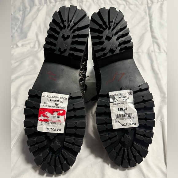 New Abound Snakeskin Print Lace-Up Boots Womens Size 7 Victor Buckle Side Zip - Picture 8 of 14